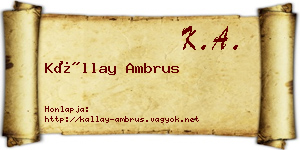 Kállay Ambrus névjegykártya