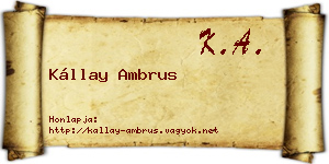 Kállay Ambrus névjegykártya